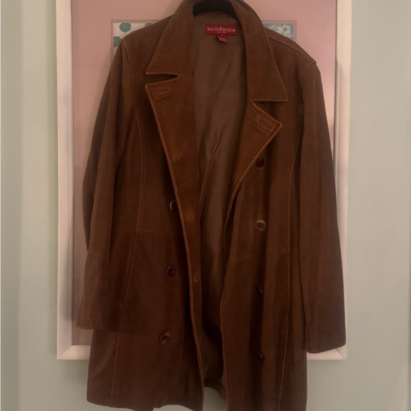 Sundance Brown leather Pea Coat - Picture 5 of 9